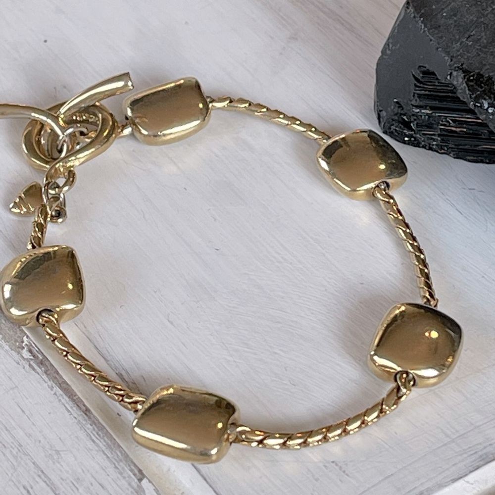Monet Signed Gold tone Bracelet W/ Safety Clasp